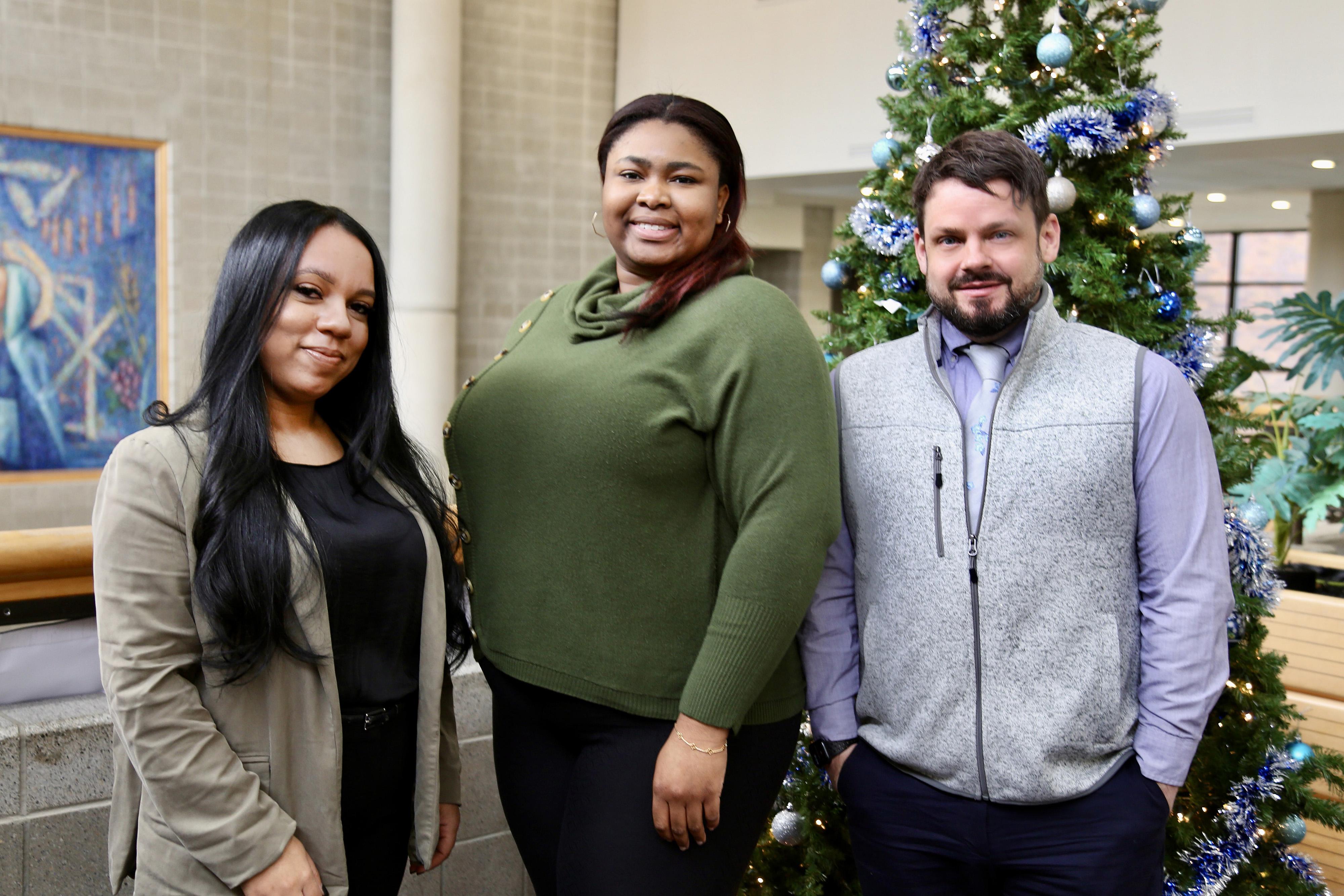 Associate Director of Career Development Brett Fucci, and Internship Experience Specialists Schyler Paris-Ellerbee and Jeset Garcia-Velez